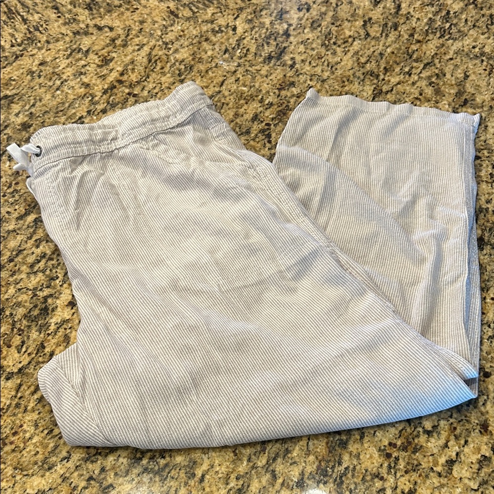 Dash tan/white striped, linen blend pants, XL, like new | offer in description